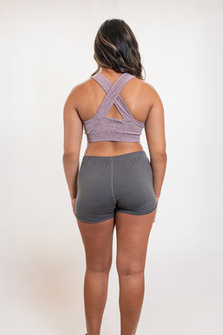 Athleisure Cross Back Sports Bra Mauve Back