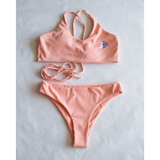 Third Wind Performance Tie-Back Bikini Top Peach Set