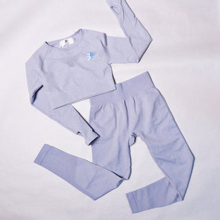 Third Wind Performance Compression Mesh Crop Top Gray Set