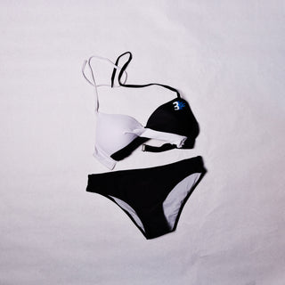 Third Wind Performance Two-Tone String Halter Bikini Top White/Black